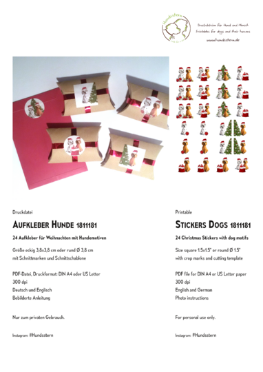 Deco stickers Christmas dogs template+instructions