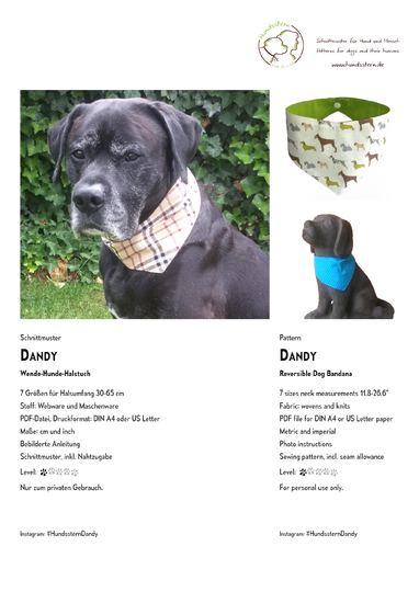 DANDY Basic: Wende-Hunde-Halstuch Nähanleitung+Schnitt