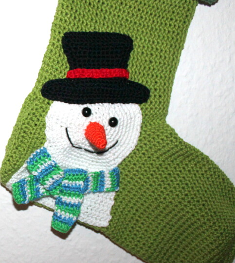 Snowman Christmas Stocking Crochet Pattern - Xmas Sock, English & German