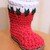 Kleiner Weihnachtsstiefel gehäkelt aus Textilgarn