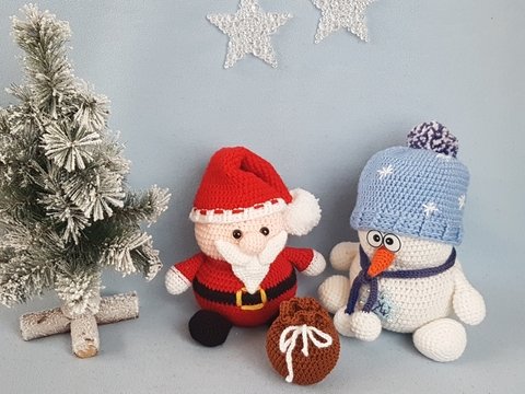 Geschenkverpackung Santa & Fridolin, Häkelanleitung