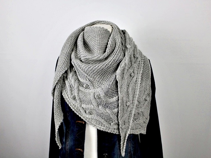 Knitting Pattern PDF Triangle Shawl with Cable Pattern – Cables over Cables