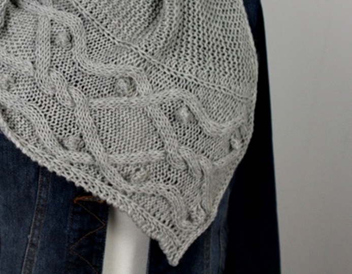 Knitting Pattern PDF Triangle Shawl with Cable Pattern – Cables over Cables