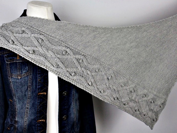Knitting Pattern PDF Triangle Shawl with Cable Pattern – Cables over Cables