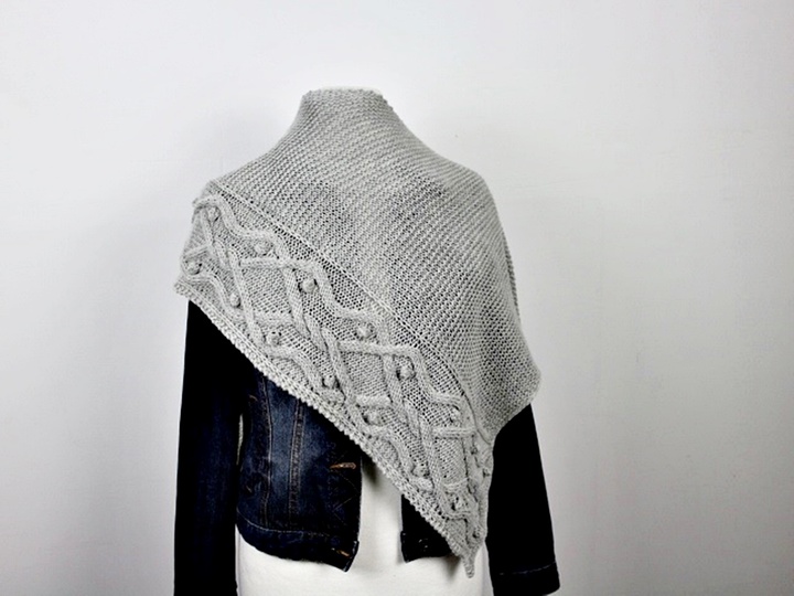 Knitting Pattern PDF Triangle Shawl with Cable Pattern – Cables over Cables