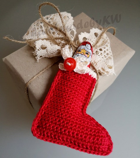 Weihnachtsstiefel Geschenkanhänger - Häkelanleitung PDF