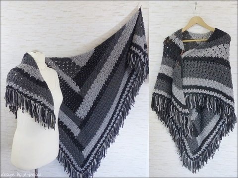 "Mixaloon 1.0" gehäkeltes XXL-Dreieckstuch im Muster-/Farbmix