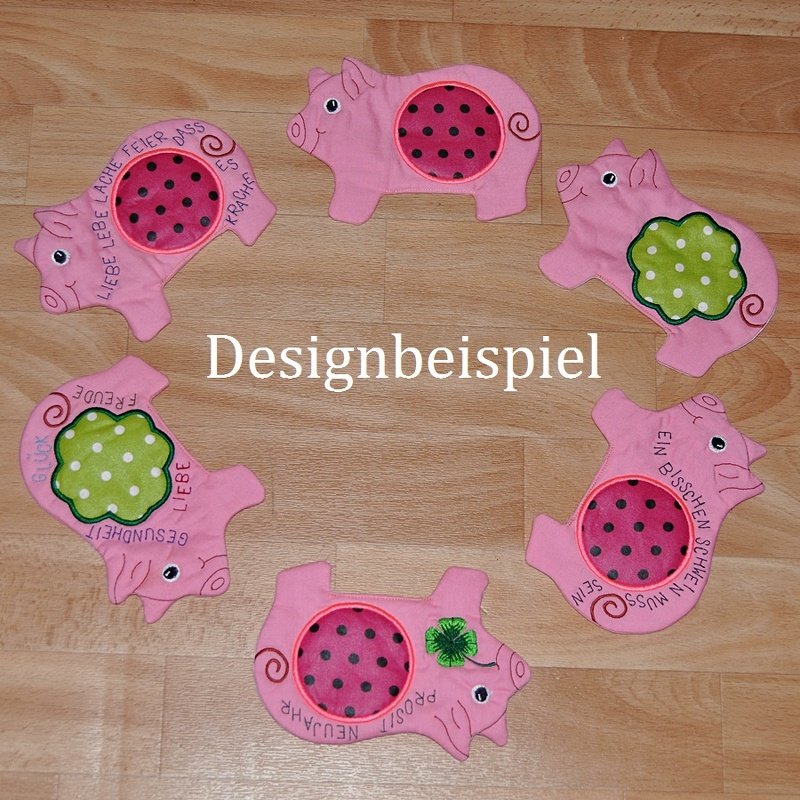 ITH Stickdatei Mug-Rug Silvester-Grunzi für den 13x18 Rahmen - Bild 4