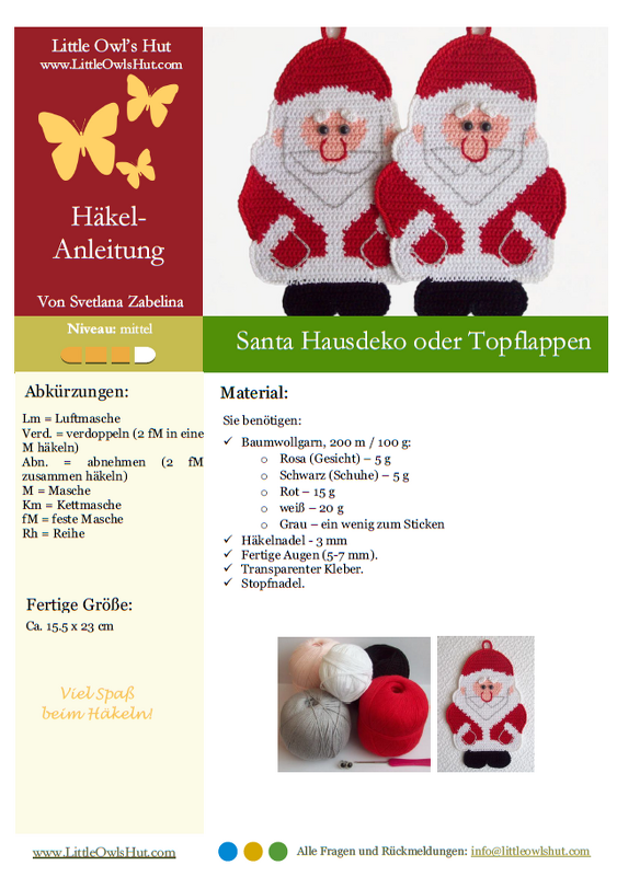 039DE Häkelanleitung Weihnachtsmann Topflappen - PDF Zabelina CP - Bild 4