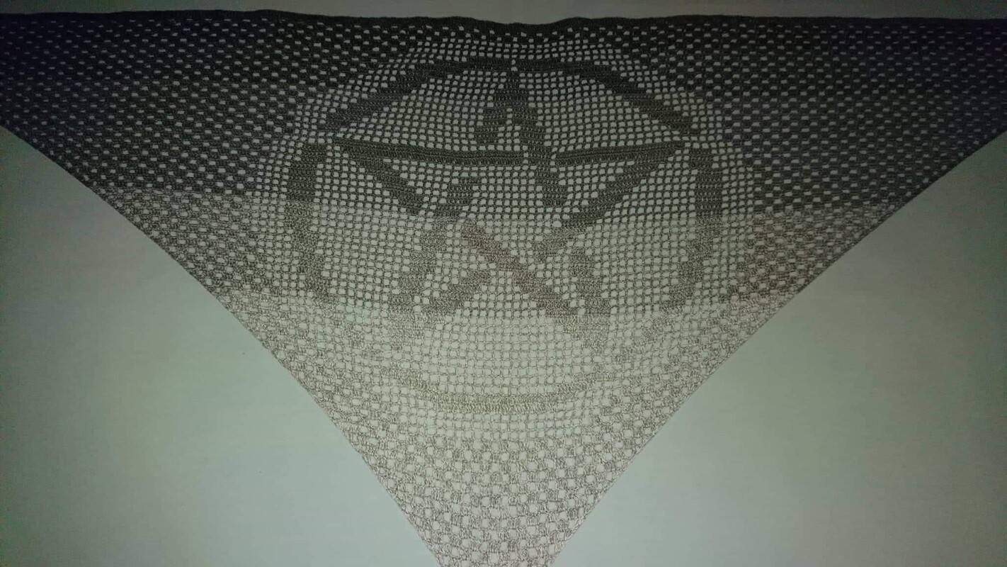 Motivtuch "Pentagramm2", Dreieckstuch, Häkelanleitung