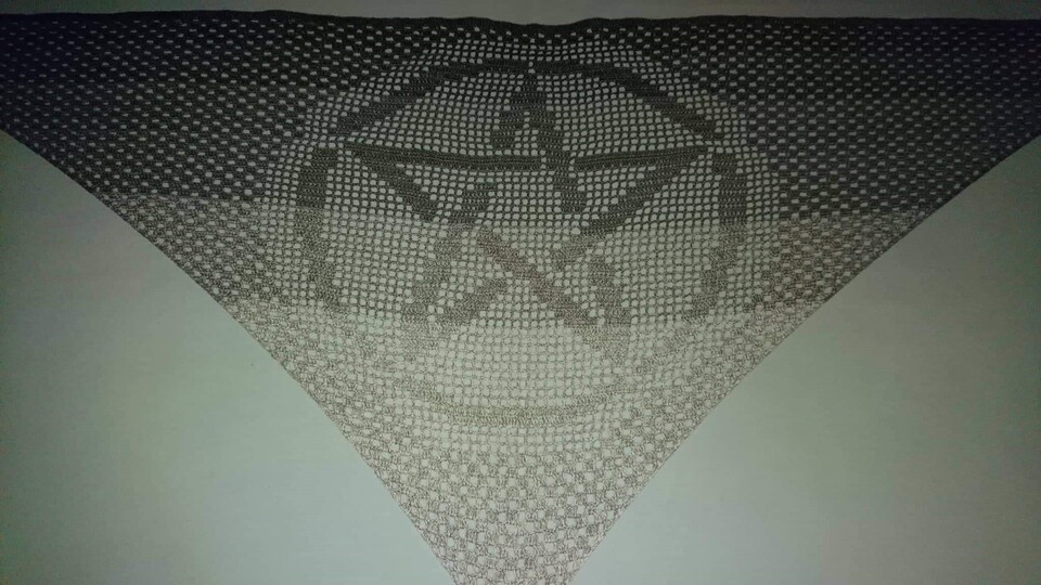 Motivtuch "Pentagramm2", Dreieckstuch, Häkelanleitung