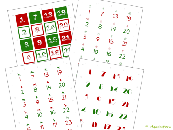 24 Stickers for advent calendars in 4 designs