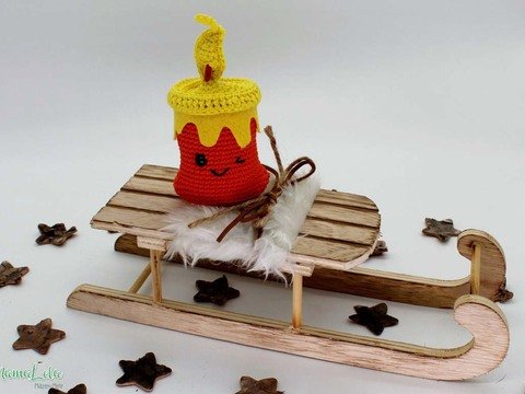 Weihnachtlicher Anhänger KERZE - Häkelanleitung