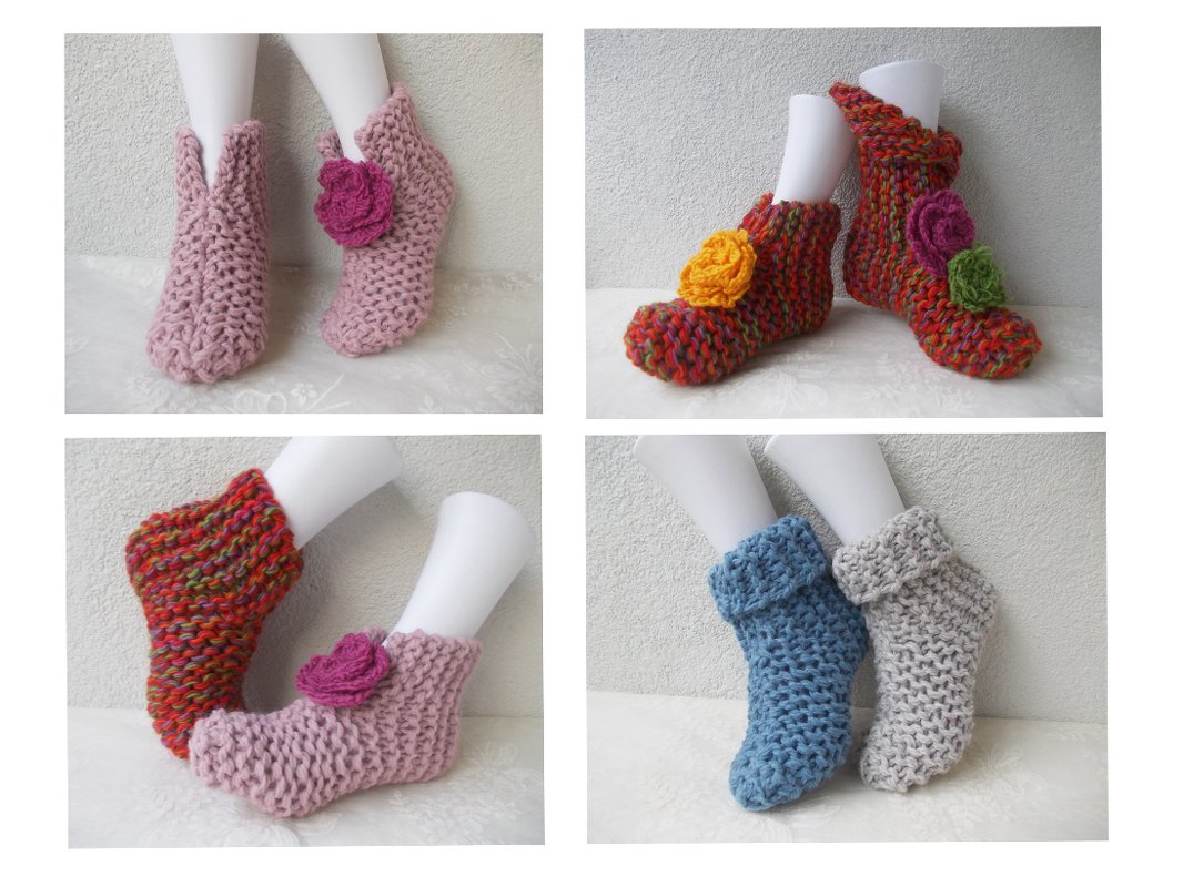 Strickanleitung Slipper, Hausschuhe, Boots, Stiefel, größenvariabel, unisex