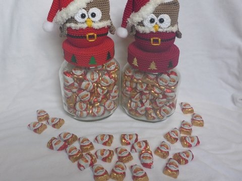 Nikolaus-Eule Bonbonglas Häkelanleitung