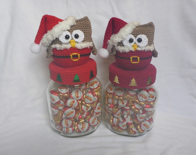 Nikolaus-Eule Bonbonglas Häkelanleitung