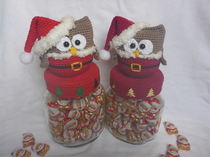 Nikolaus-Eule Bonbonglas Häkelanleitung