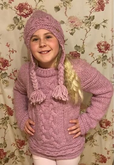 KLEID & PULLOVER SET MIT MÜTZE  - STRICKANLEITUNG Gr.: 134/140 - 146/152