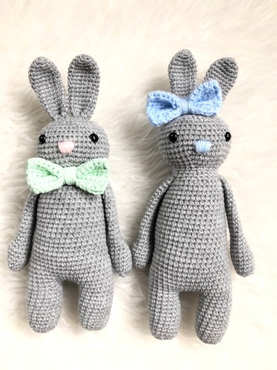 Häkelanleitung Kuscheltier Hase "Gehopse" mit Schleife oder Fliege