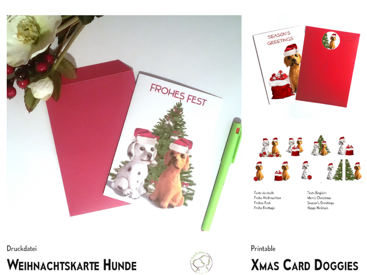 Christmas Card Dogs 9 Designs template+instructions