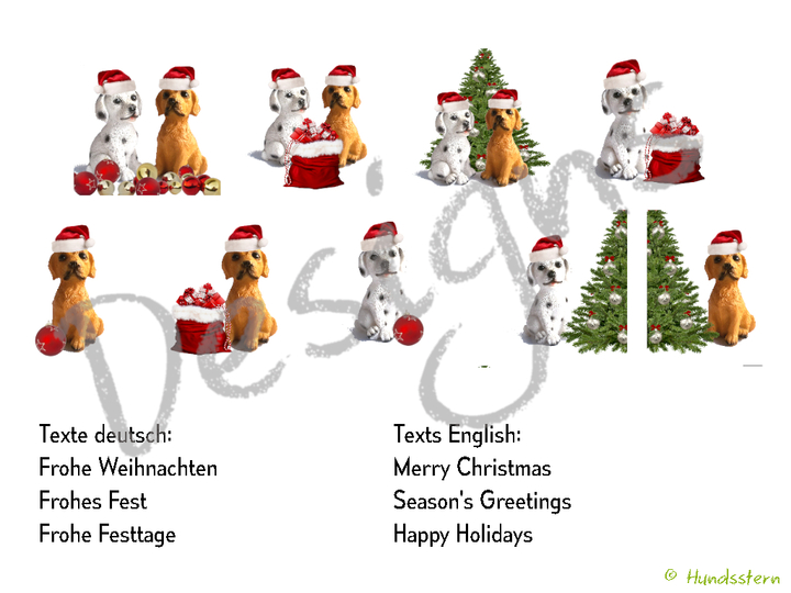 Christmas Card Dogs 9 Designs template+instructions