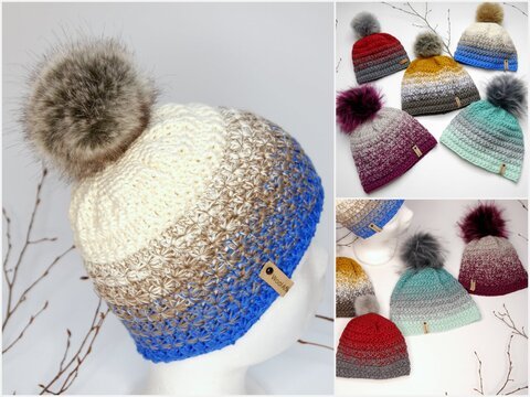 Häkelanleitung - Sternchen-Mütze Farbverlauf - alle Größen - No.211