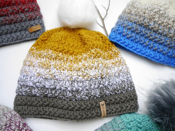 Häkelanleitung - Sternchen-Mütze Farbverlauf - alle Größen - No.211