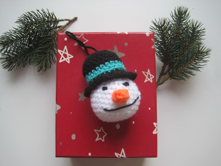 Häkelanleitung Schneemann Aufhänger oder Geschenkeanhänger 9 cm groß