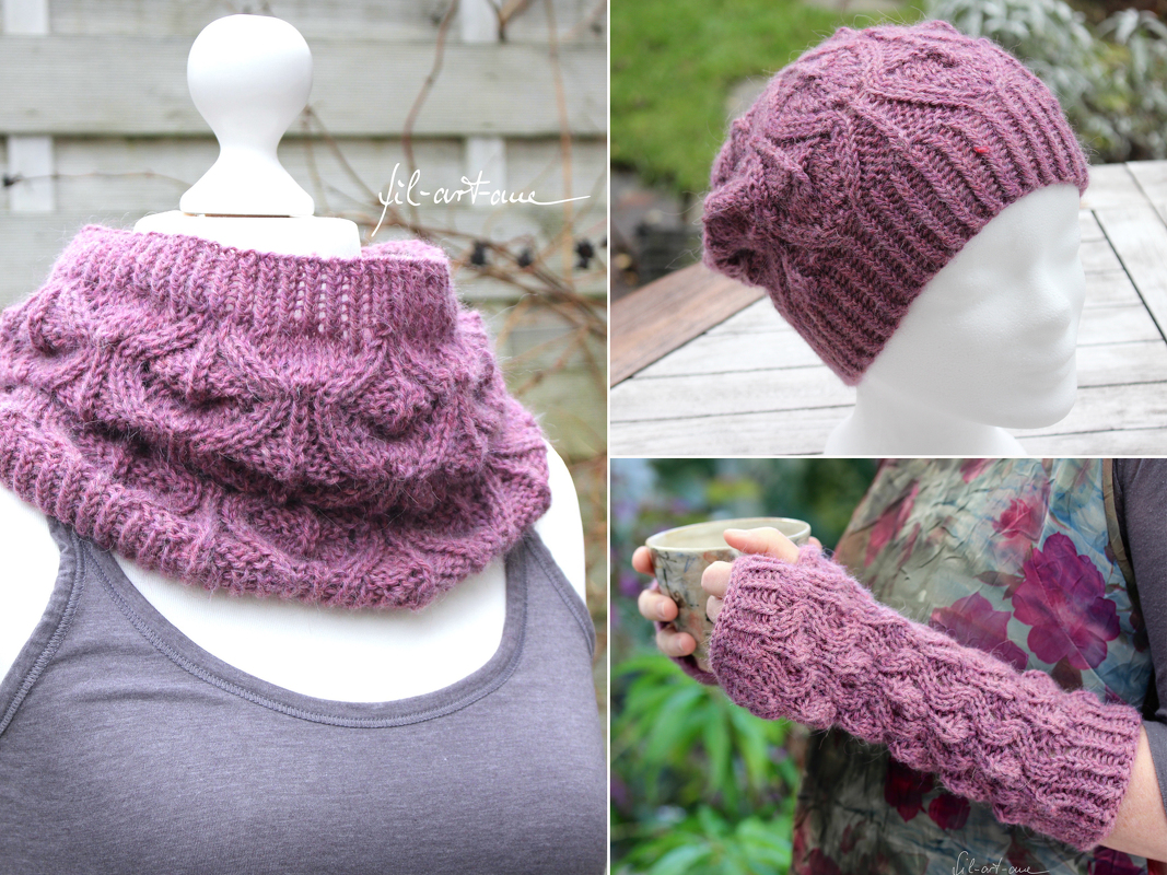 Set "Kjellrun", 3 Knitting Patterns: Cowl, Beanie, Fingerless Gloves