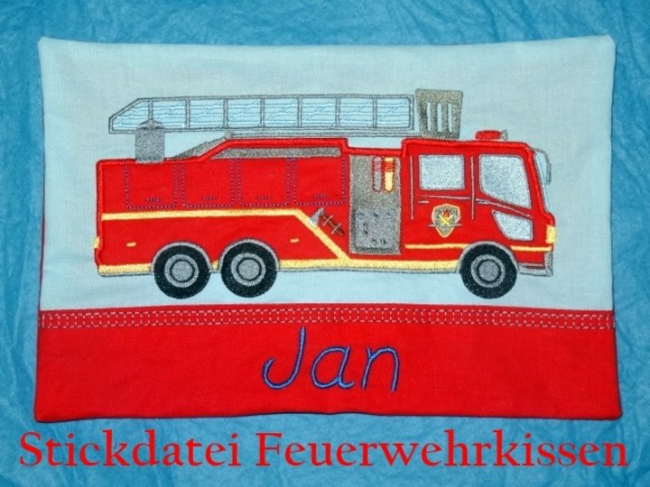 Feuerwehr Kissen ITH Stickdatei