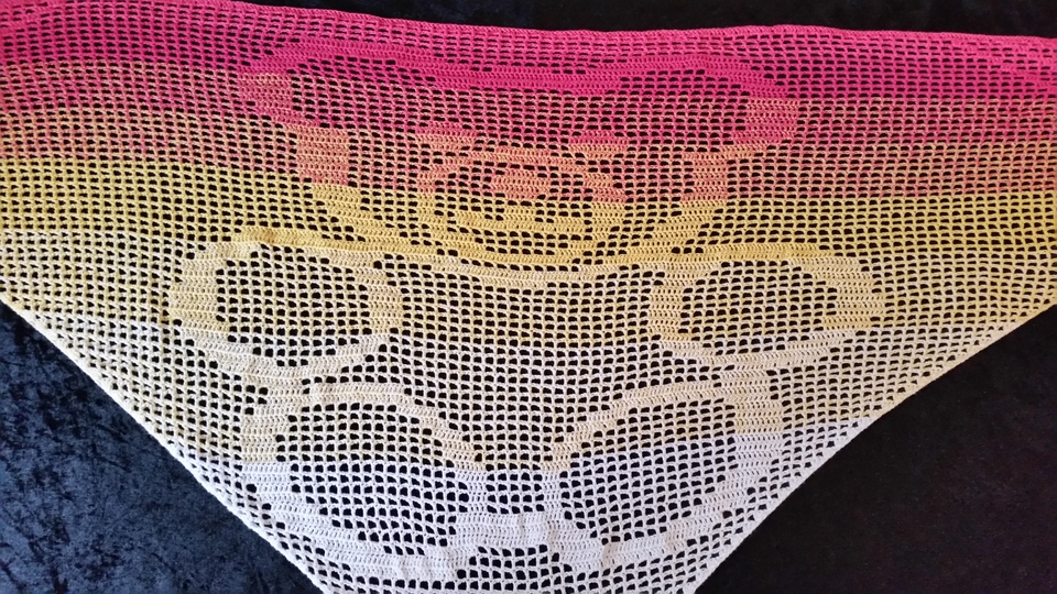 Teddybär, Motivtuch, Häkeltuch, Dreieckstuch