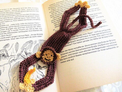 Häkelanleitung: Lesezeichen Affe