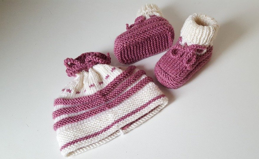Strickanleitung Baby-Set, Mütze und Booties, ca. 0 - 6 Monate
