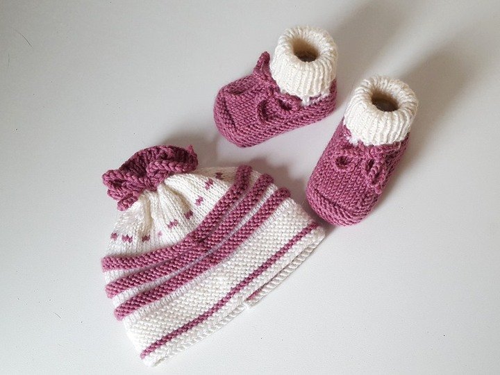 Strickanleitung Baby-Set, Mütze und Booties, ca. 0 - 6 Monate