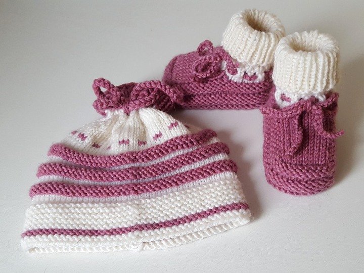 Strickanleitung Baby-Set, Mütze und Booties, ca. 0 - 6 Monate