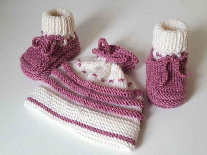 Strickanleitung Baby-Set, Mütze und Booties, ca. 0 - 6 Monate  #239