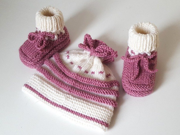Strickanleitung Baby-Set, Mütze und Booties, ca. 0 - 6 Monate  #239