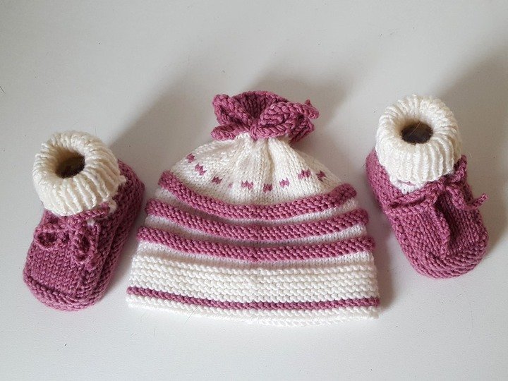 Strickanleitung Baby-Set, Mütze und Booties, ca. 0 - 6 Monate