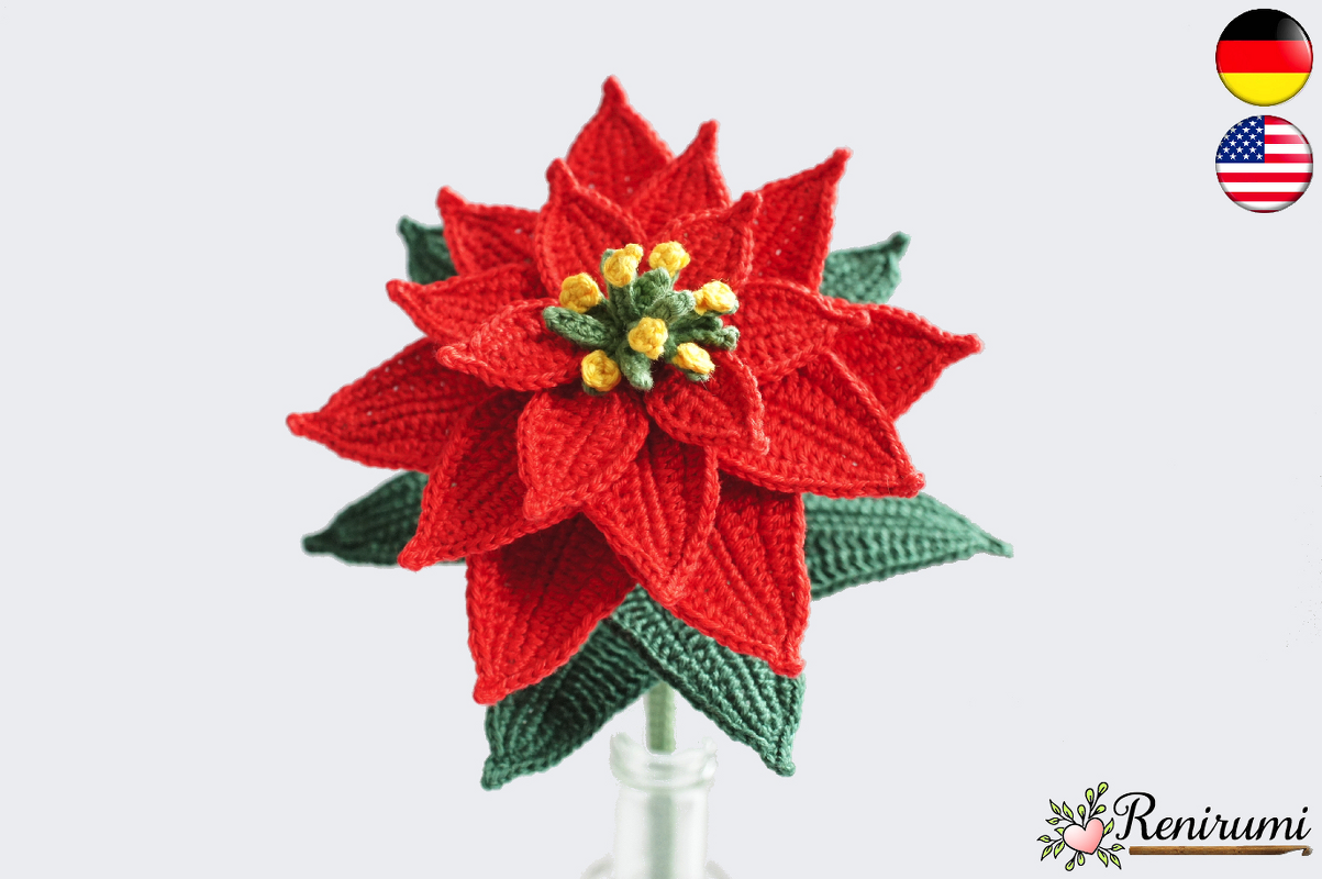Häkelanleitung Schnittblume Weihnachtsstern