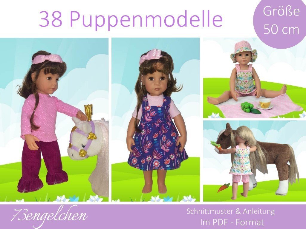 Schnittmuster 38 Modelle für Gr: 50cm Puppenkleidung