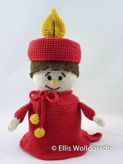 Kerze Pamela - die Lady in red, Häkelanleitung