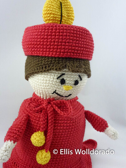 Kerze Pamela - die Lady in red, Häkelanleitung