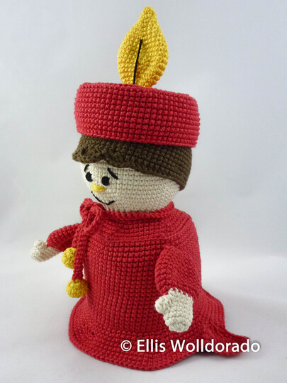 Kerze Pamela - die Lady in red, Häkelanleitung