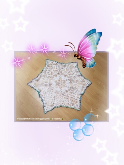 Sternentischdecke mit Engelflügel + Herzen die einen Stern ergeben