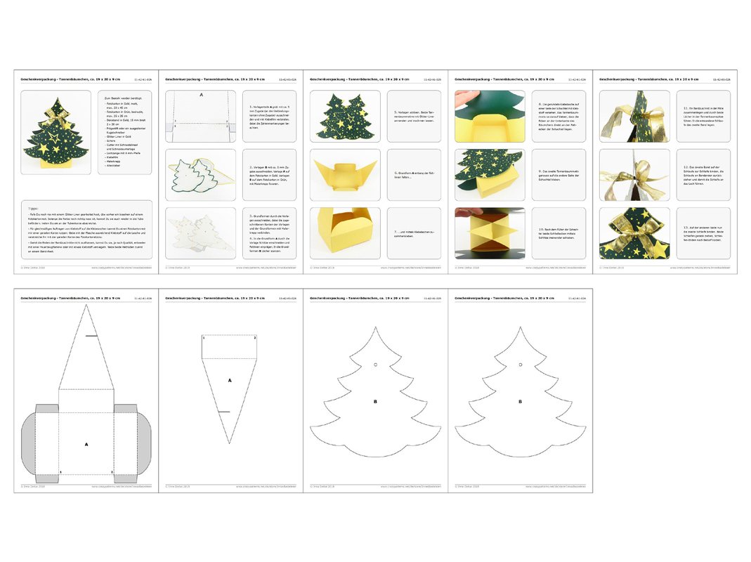 Geschenkverpackung – Tannenbäumchen – Bastelanleitung mit Vorlagen
