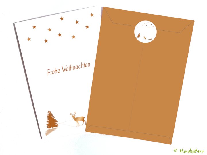 9x Christmas Card + Envelope Reindeer. Printable