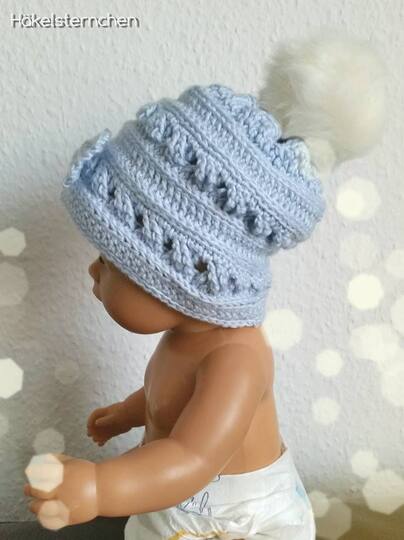 Häkelanleitung Mütze "Schneehaserl" - zauberhaftes Muster - ALLE Größen - einfach