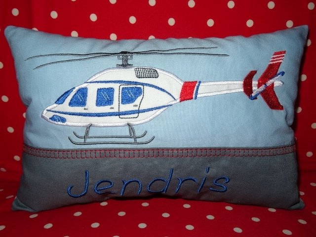 Hubschrauber Kissen ITH Stickdatei