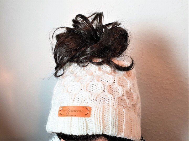 141 Strickanleitung Duttmütze Zopfmütze Wabenmuster