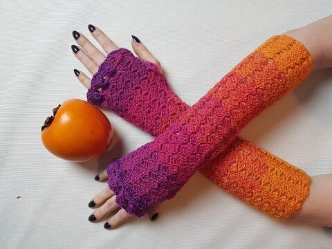 Häkelanleitung Armstulpen, Stulpen "Feuerwerk", alle Größen